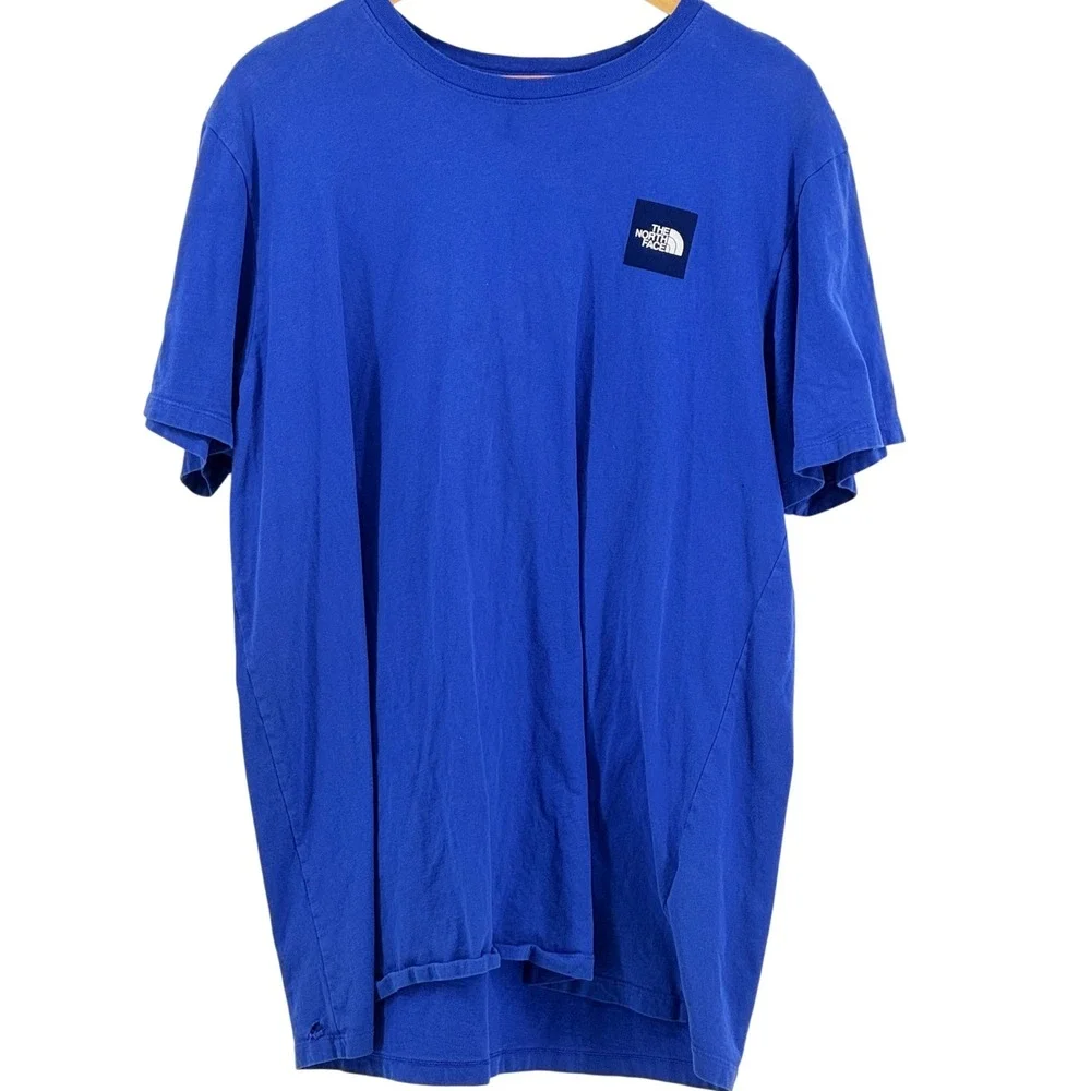 The North Face T-Shirt XL Blue Distressed Grunge Worn Graphic Tee Short Sleeve